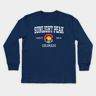 Sunlight Peak Colorado 14ers Vintage Athletic Mountains Kids Long Sleeve T-Shirt